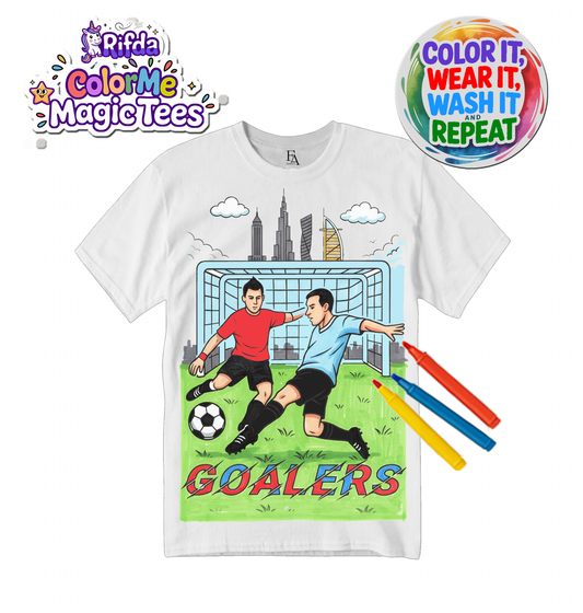 Rifda Colorme Washable Reusable Goaler’s Football T-Shirt – Creative DIY Sports Coloring Jersey for Kids