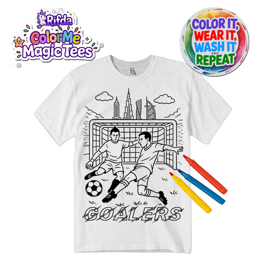 Rifda Colorme Washable Reusable Goaler’s Football T-Shirt – Creative DIY Sports Coloring Jersey for Kids