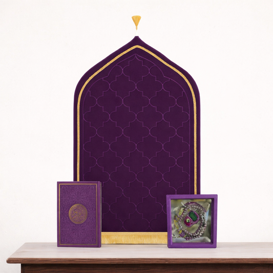 Prayer Gift Set for Men & Women, Muslim Prayer Rug, Salah Mat, Beads Taasbih, Arabic Holy Quran, Islamic Gift Set for Ramadan & Eid - Hadiya Islamic Store