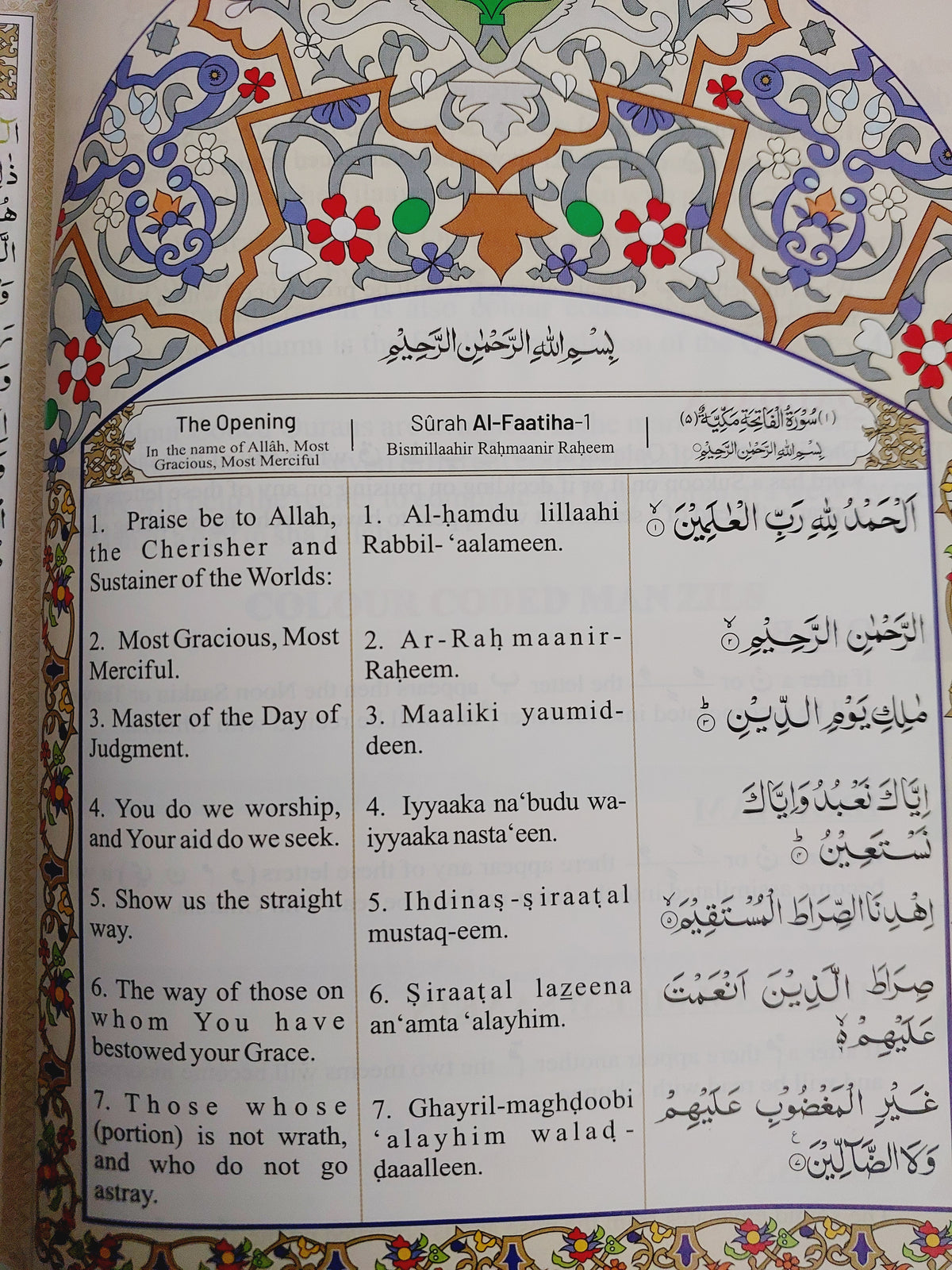 The Holy Qur'an color coded arabic text & Transliteration with English ...