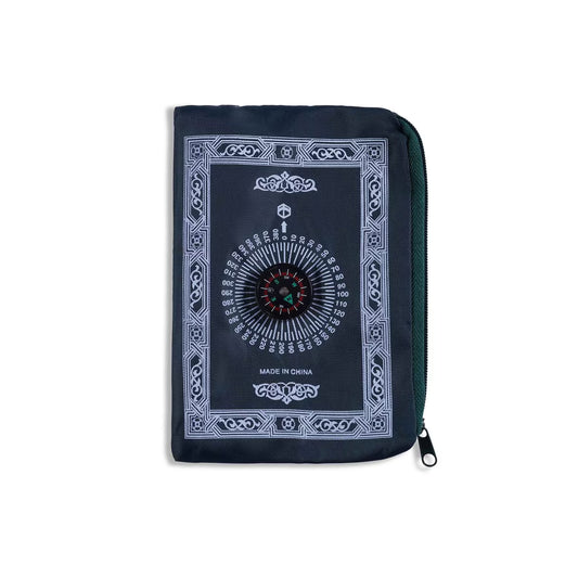 Portable Travel Prayer Mat with Qibla Compass –سجادة صلاة للجيب مع بوصلة(60×100cm) – Black & Green