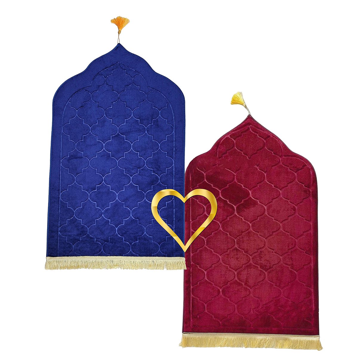 Blue + Maroon matching couple prayer mat set