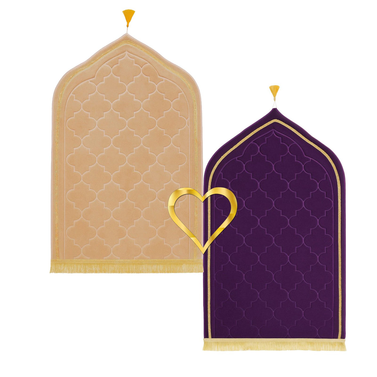 Purple + Beige matching couple prayer mat set