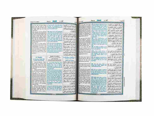 The Holy Quran – Urdu Translation in Roman Script with English & Arabic Text
