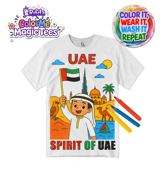 Rifda Colorme Washable Reusable T-Shirt – UAE National Day Celebration Kids Art Activity