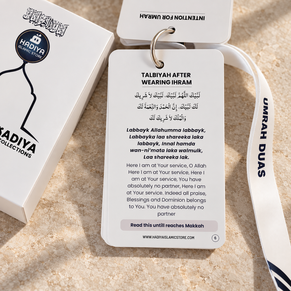 Close-up of English Umrah dua card text