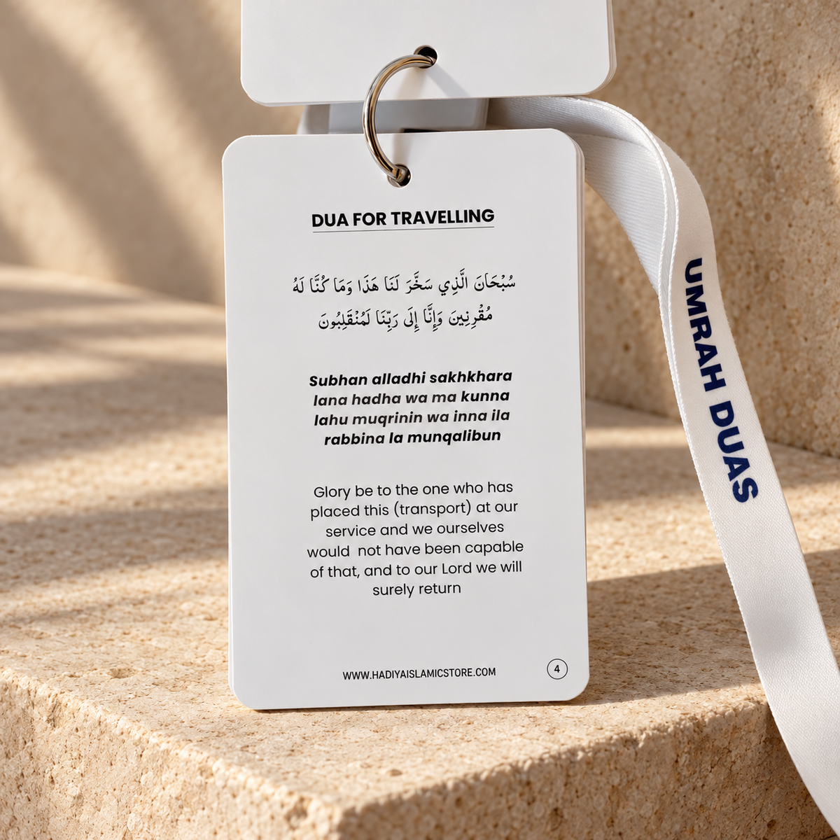 Umrah dua card showing Malayalam and English duas