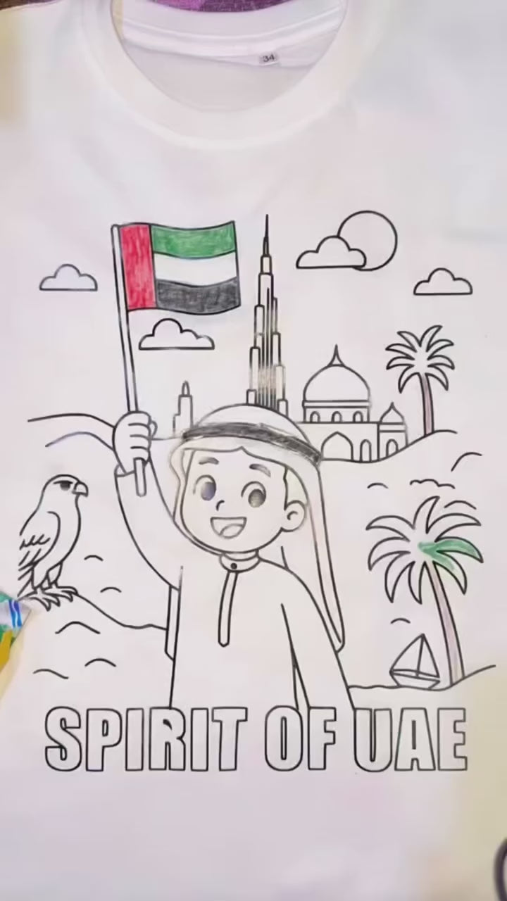 Rifda Colorme Washable Reusable T-Shirt – UAE National Day Celebration Kids Art Activity