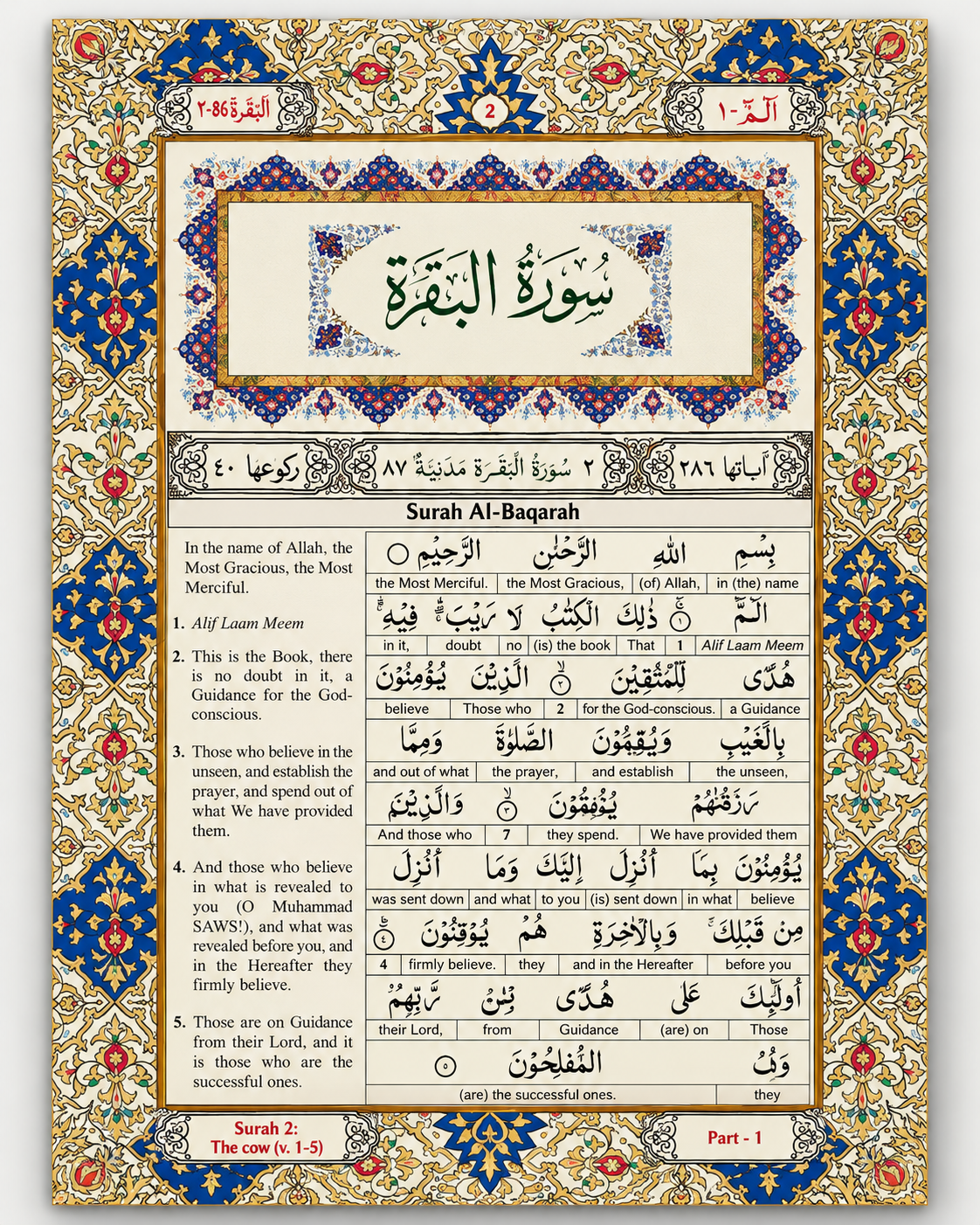 The Glorious Quran – Word to Word English Translation | 3 Volume Set Islami Kitab Ghar